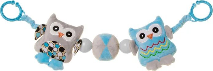 4Baby Play & Edu grzechotka do wózka sowa niebieska szara