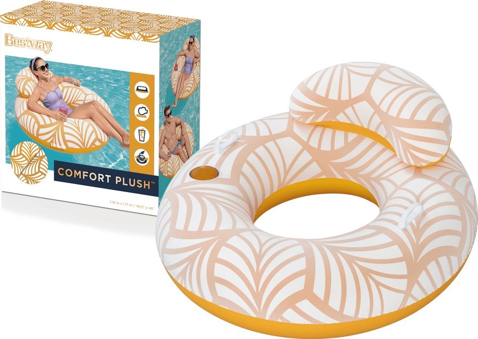 Bestway Koło do pływania z oparciem 1,18m pomarańczowe