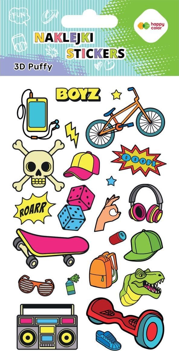 Naklejki 3D PUFFY-Funky Text, 10x20cm, Happy Color