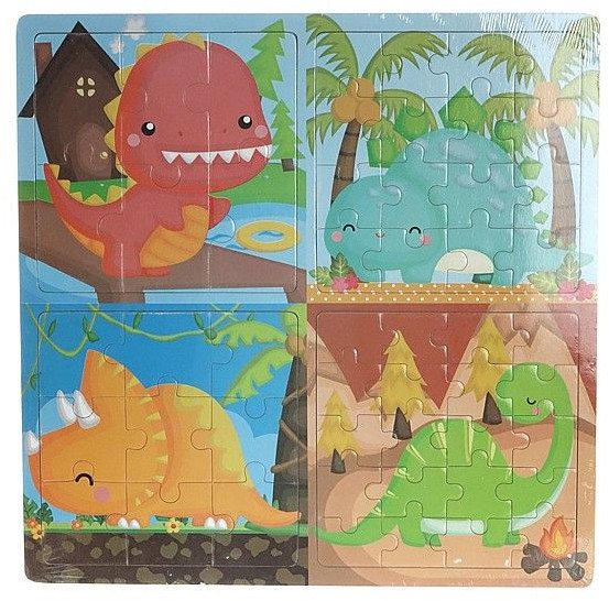 Adar Układanka Puzzle drewniane 4w1 Dinozaury 543683