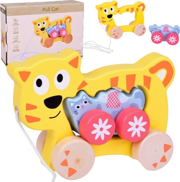 Urocze Kotki 2w1 Kotek drewniany do ciągnięcia rodzinka ZA5378