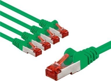 Goobay CAT 6 kabel krosowy, S/FTP (PiMF), 1 m, zielony, zestaw 5 - Długość kabla 1 m