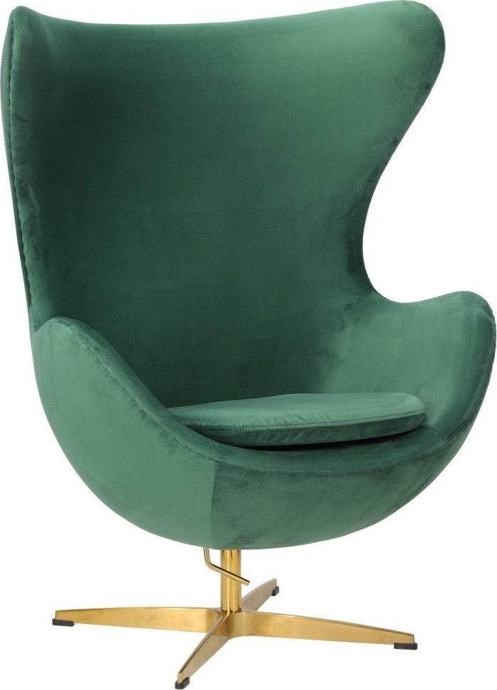 Fotel Jajo Velvet zielone/ złota podstawa