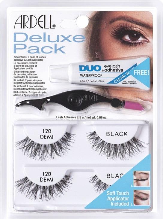 Ardell ardell sztuczne rzęsy deluxe 120 2 pary, pęseta, klej