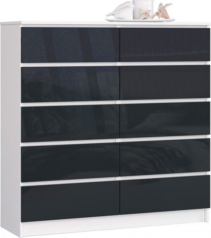 Elior Komoda do salonu biała + grafit połysk - Zolari 4X