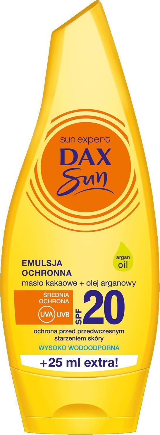dax cosmetics Dax Sun Emulsja do Opalania z Masłem Kakaowym i Olejem Arganowym SPF 20 175 ml