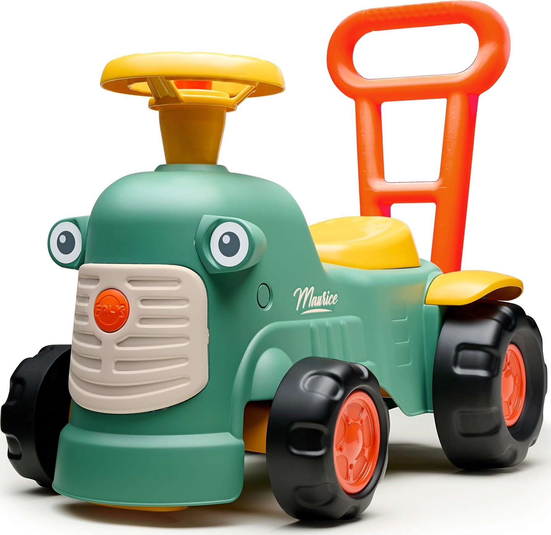 FALK Maurice Traktorek Jeździk Zielony Pchacz Odpychacz Schowek od 1 roku