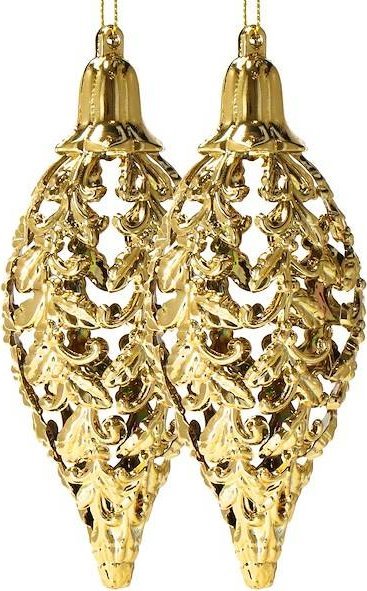 Springos Zawieszki choinkowe 2 szt. szyszka ozdoba świąteczna złota UNIWERSALNY