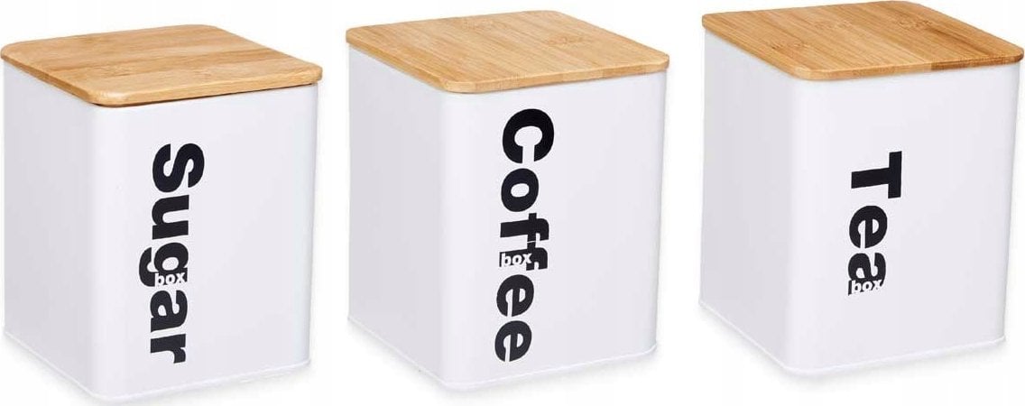 Kinvara Pojemniki na kawę i herbatę, metalowe, białe, 3 sztuki