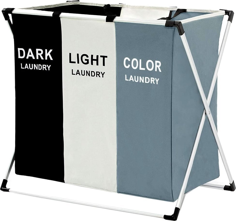 Verk Kosz na pranie 3 komorowy organizer wolnostojący pojemnik 135l Kosz na pranie 3 komorowy organizer wolnostojący pojemnik 135l