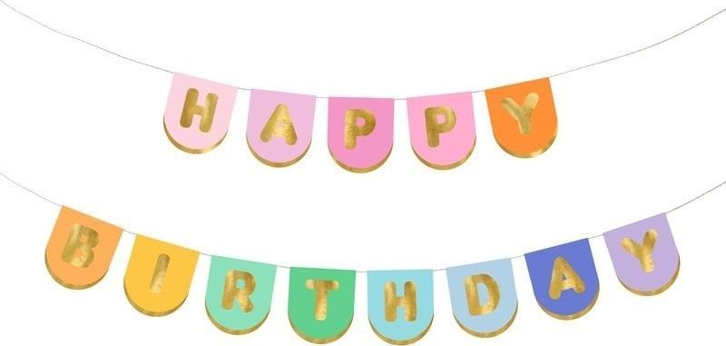 Baner papierowy Happy Birthday mix 163x12cm