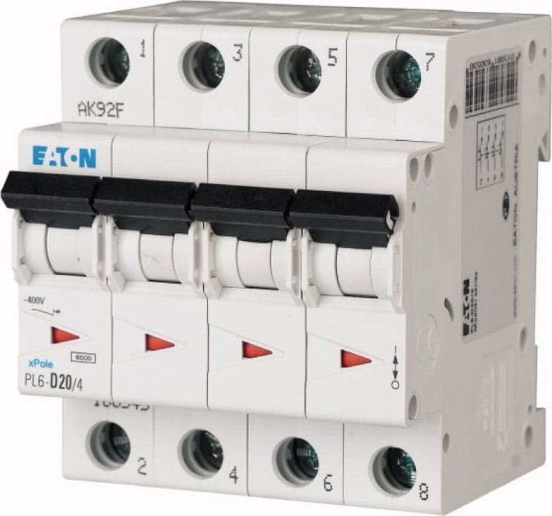 Eaton Wyłącznik nadprądowy 4P B 20A 6kA AC PL6-B20/4 166497