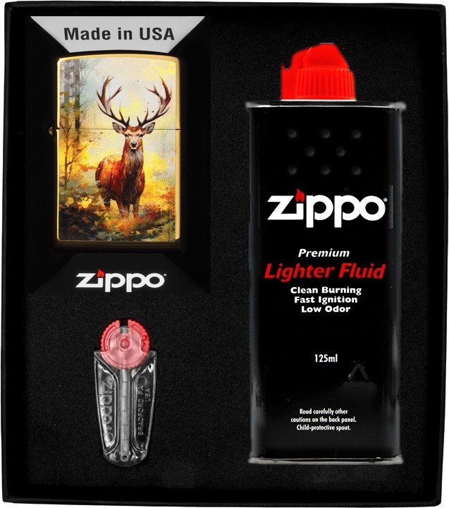Zestaw ZIPPO Zapalniczka WATERCOLOR DEER DESIGN Prezentowy No1