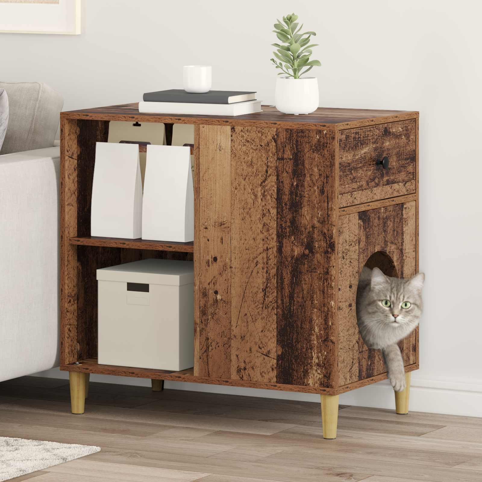 vidaXL Koty Dom Stare drewno 72 x 42.5 x 70 cm