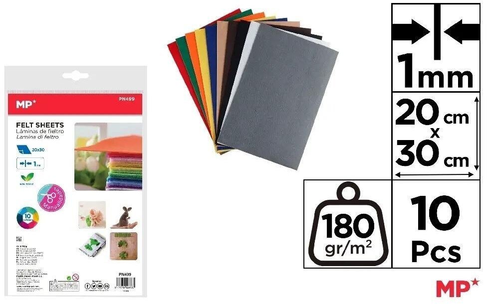 Filc dekoracyjny 20x30cm 180g 10 kolorów