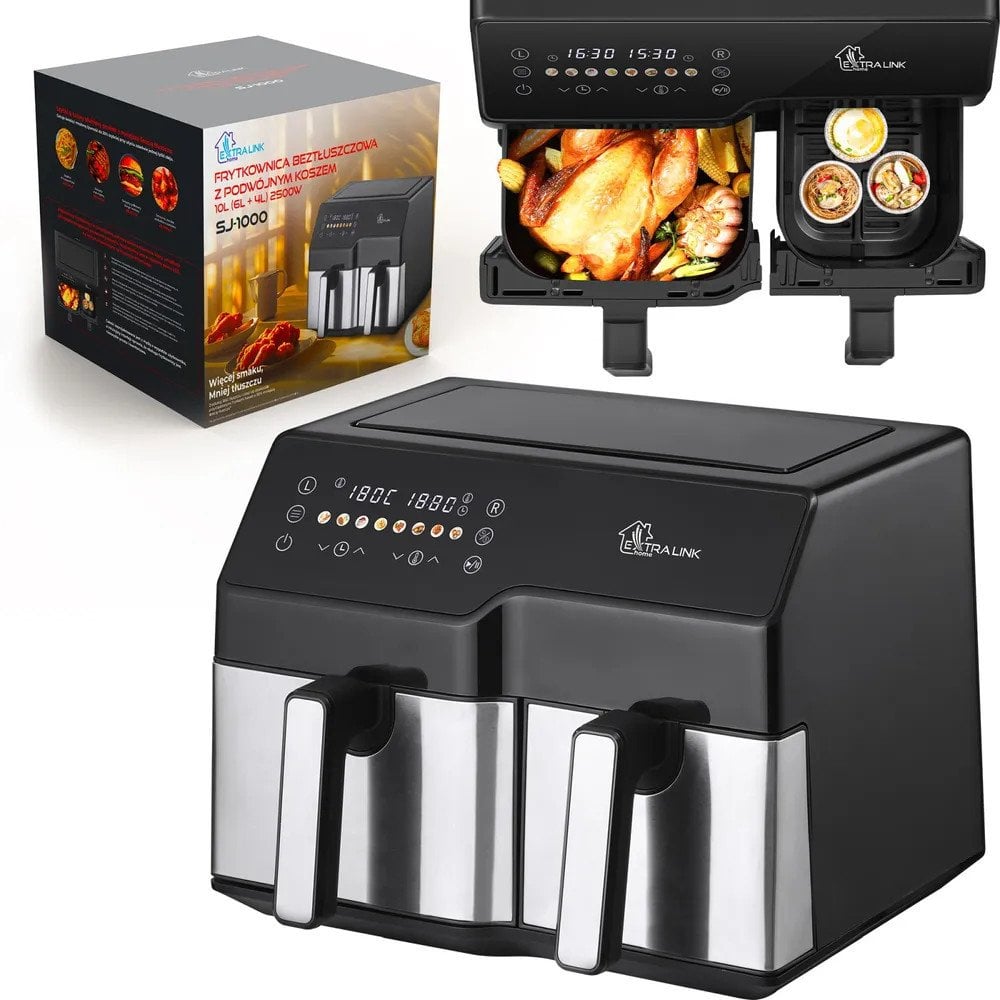Extralink Home Air Fryer SJ-1000 10L EU | Frytkownica | (6L+4L) 2500W