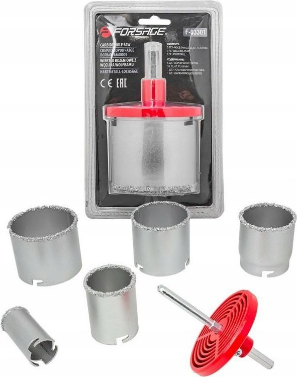 Wiertło Forsage Zestaw wierteł rdzeniowych do glazury i gresu 7el. (33,53,67,73,83mm)