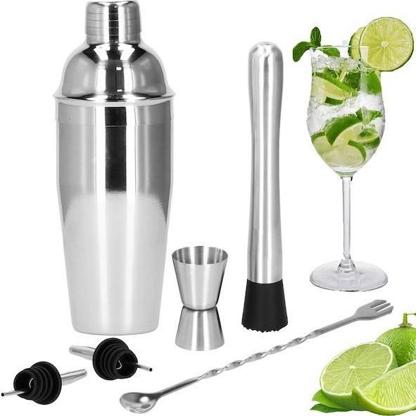 Springos Zestaw barmański 6 elementów shaker 550 ml stal nierdzewna srebrny UNIWERSALNY