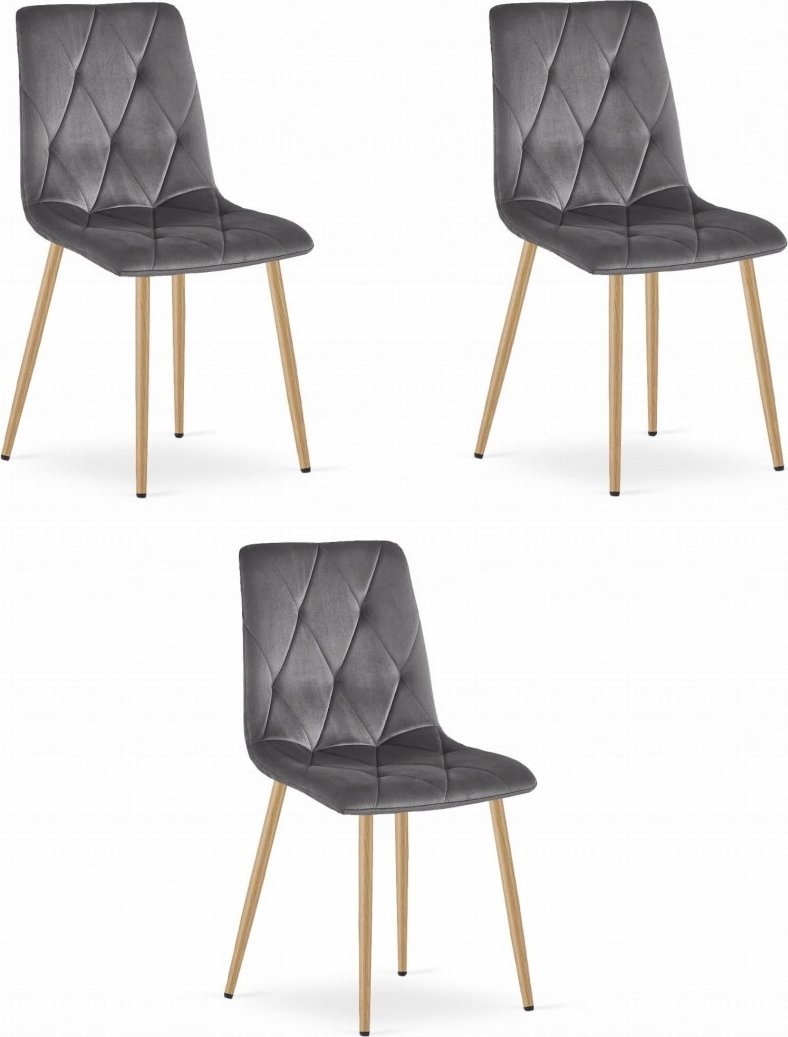 Leobert Krzesło LIBRA - ciemny szary aksamit / nogi kolor drewna x 3