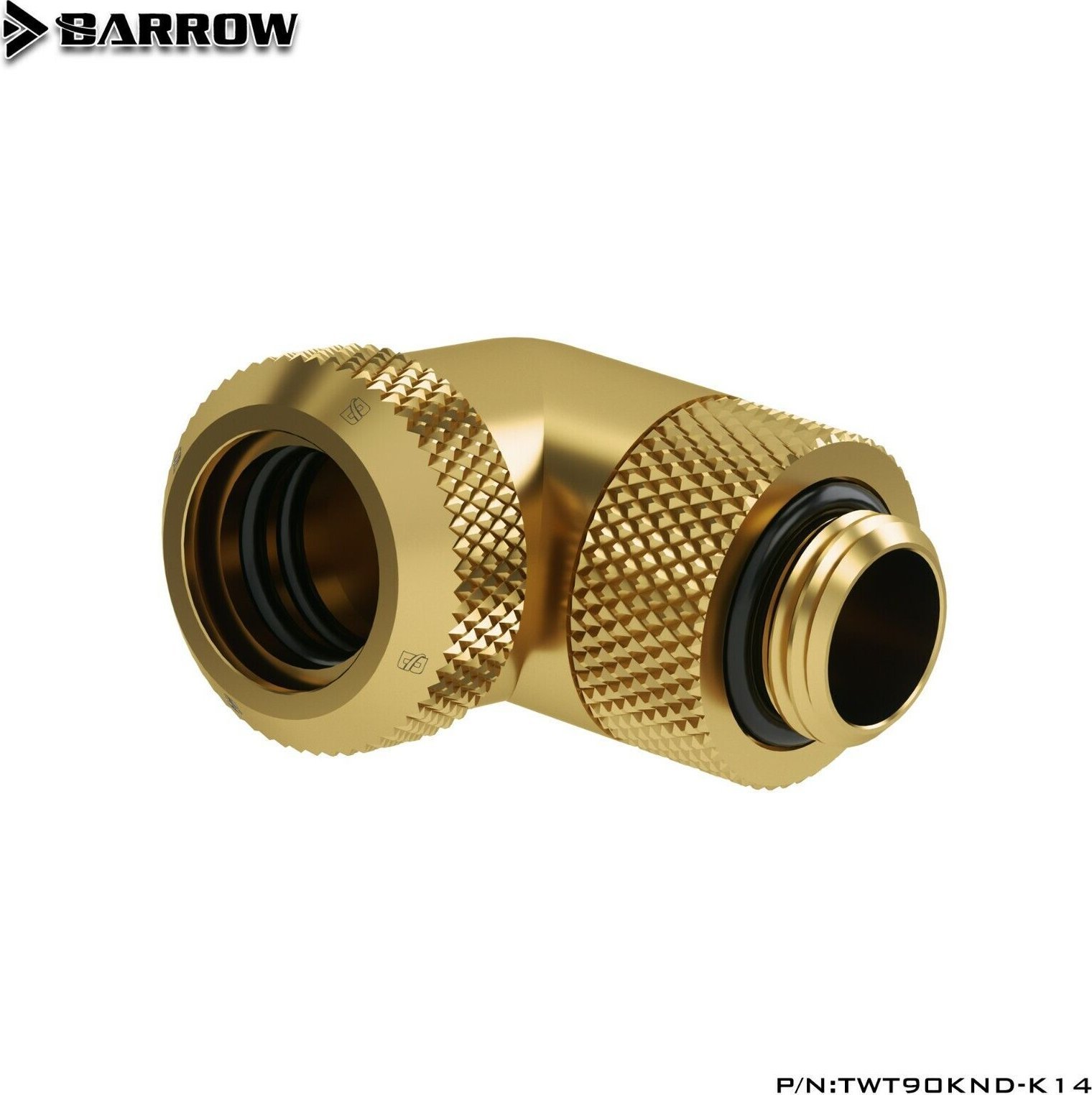Barrow Barrow Multi-Link Adapter Anschluss 90 Grad G1/4 Zoll AG auf 14mm AD Hardtube - drehbar, gold