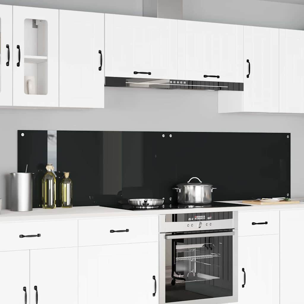vidaXL Przód kuchenny 2 pcs Czarny 110 x 50 cm szkło hartowane
