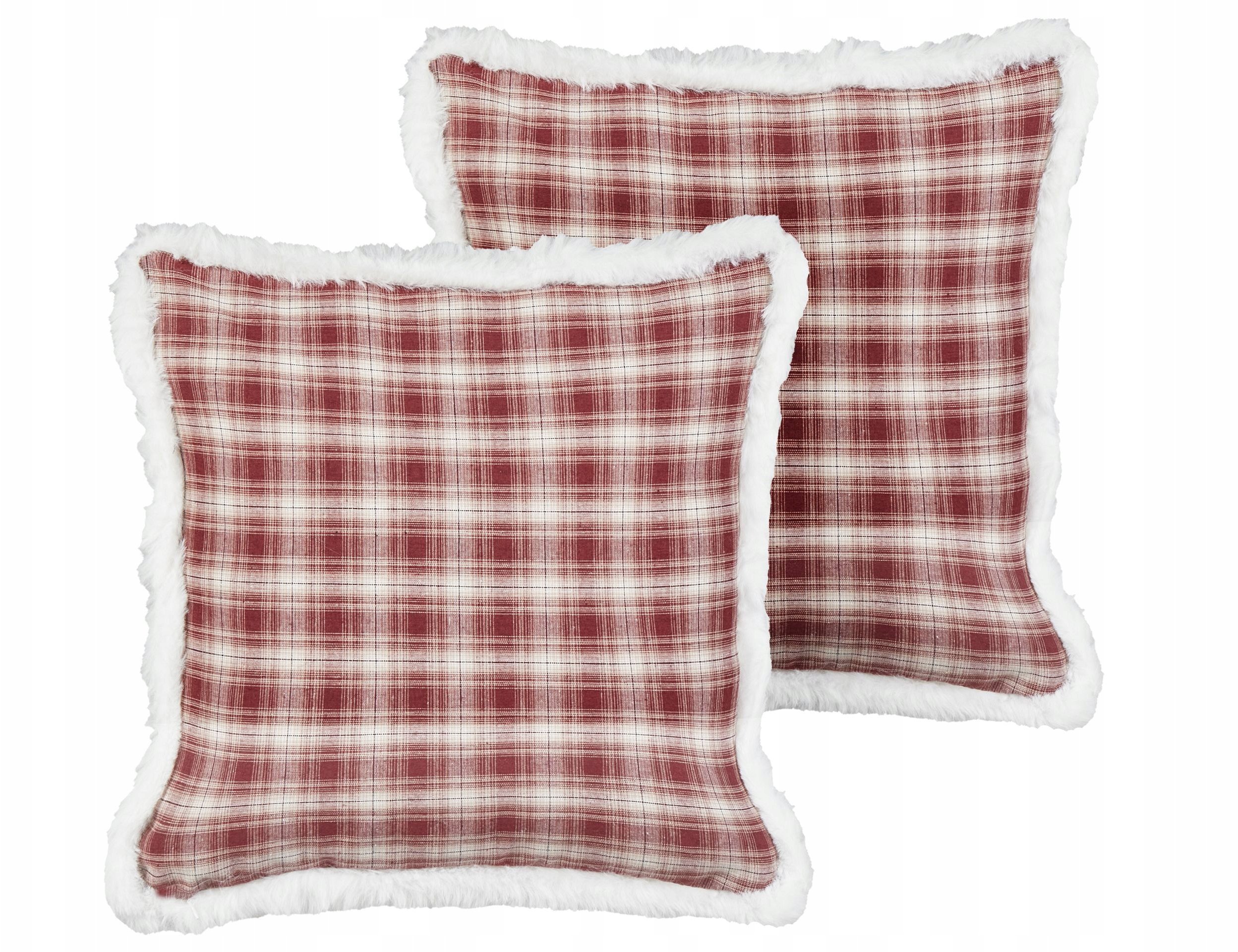 Beliani Zestaw 2 poduszek dekoracyjnych BROOKIES 45 x 45 cm Bordowy Wzór świąteczny