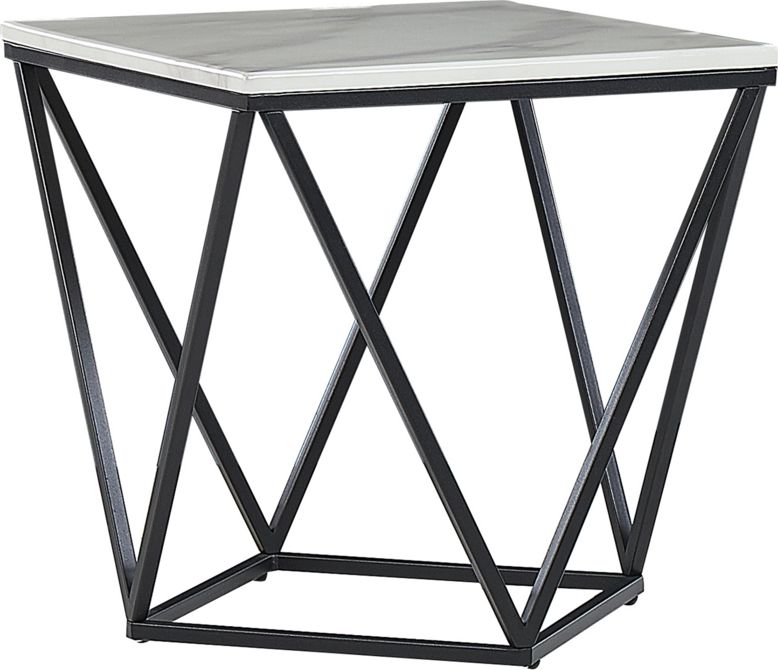 Beliani Stolik pomocniczy efekt marumu biało-czarny MALIBU