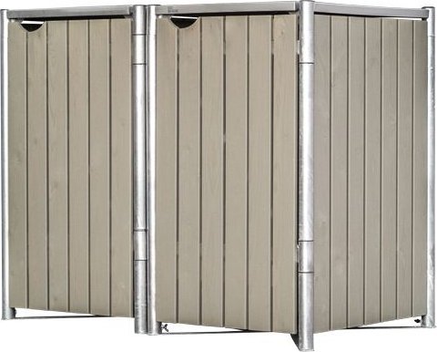 Hide Hide Drewniana skrzynia na śmieci na 2 kosze na śmieci 120 litrów Szary 64x121x115cm