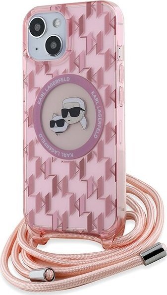 Karl Lagerfeld Karl Lagerfeld KLHMP15SHCKCKLCP iPhone 15 / 14 / 13 6.1" różowy/pink hardcase IML Crossbody Monogram Karl & Choupette Head MagSafe