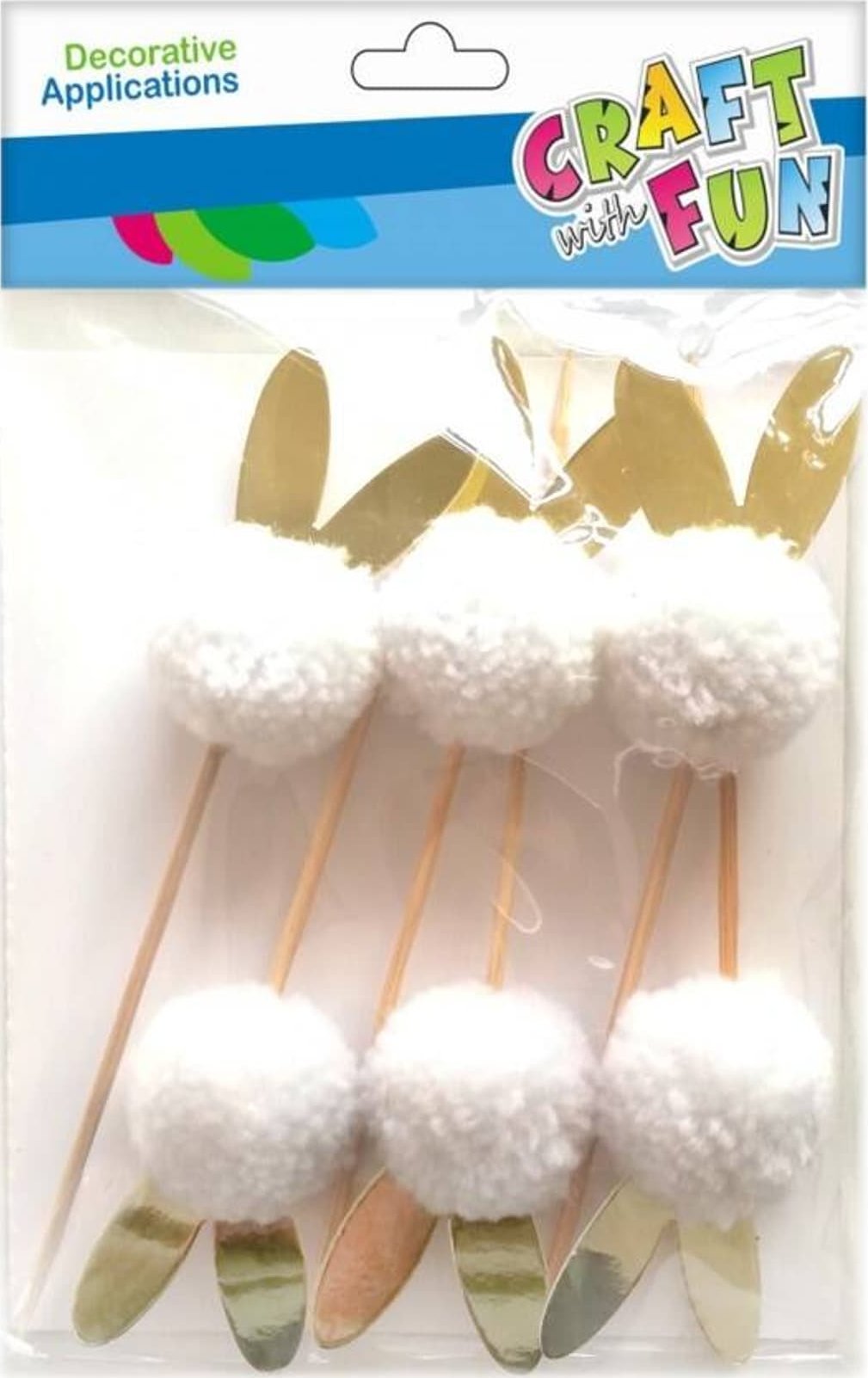 Craft with Fun OZDOBA DEK POMPON NA PATYKU 6SZT CF 12/144