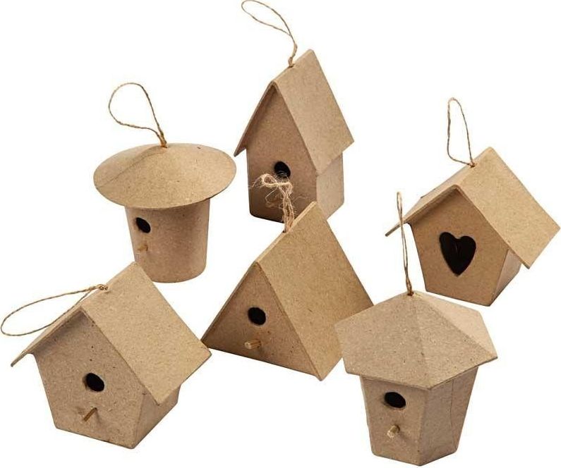 Creativ Company Mini Domki dla ptaków Papier-Mache 6 szt