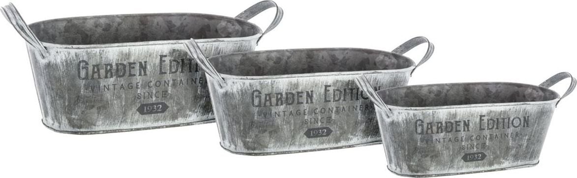 Atmosphera Zestaw metalowych doniczek osłonek na kwiatki loft