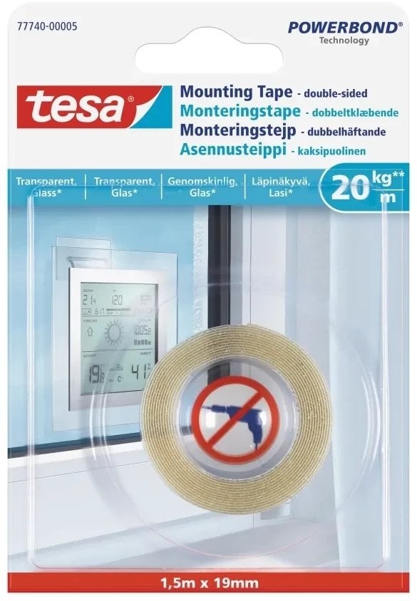 Tesa Tesa Tape Double-Side 1.5Mx19mm Trans For Win