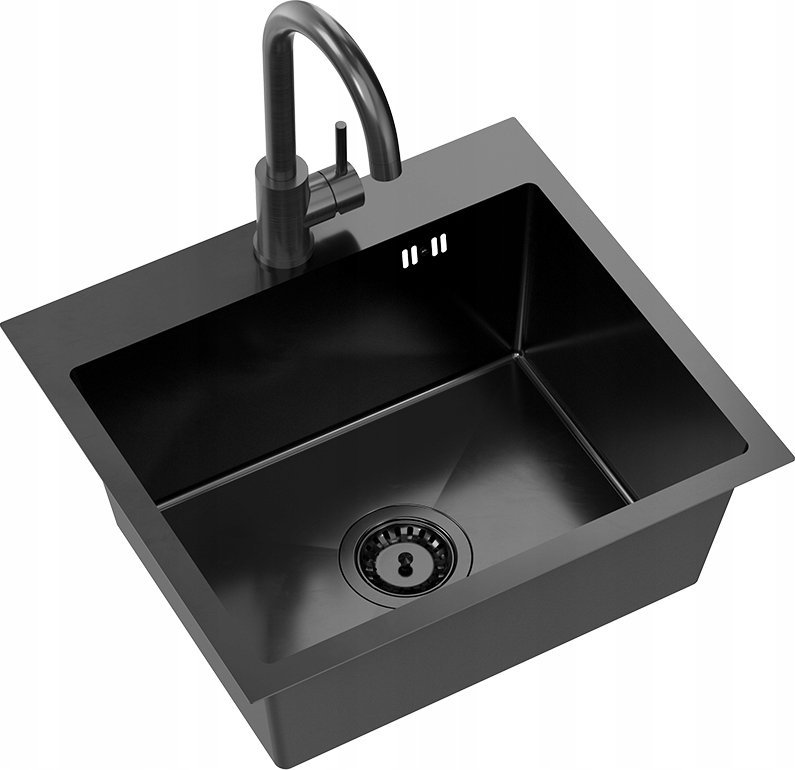 Zlewozmywak QUADRON LUKE 100 zlewozmywak stalowy black metal (50x45x20) z syfonem 1-komorowy b/o + bateria black metal