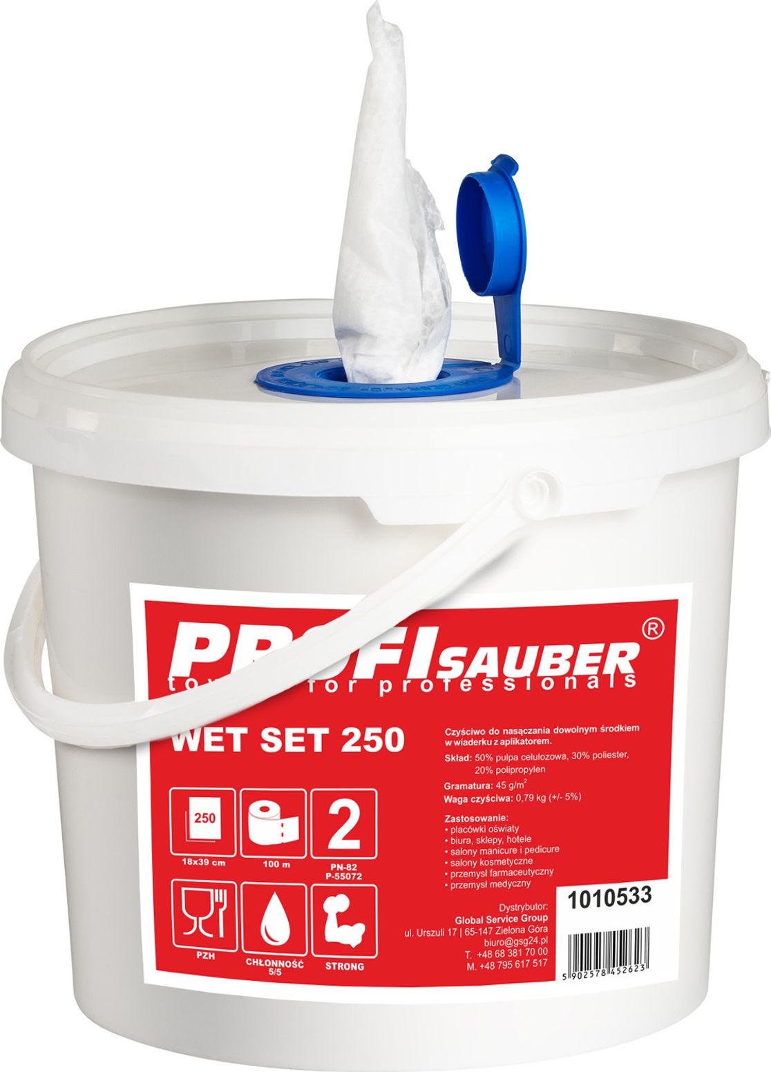 PROFI SAUBER Ściereczki w wiaderku z dozownikiem do nasączania