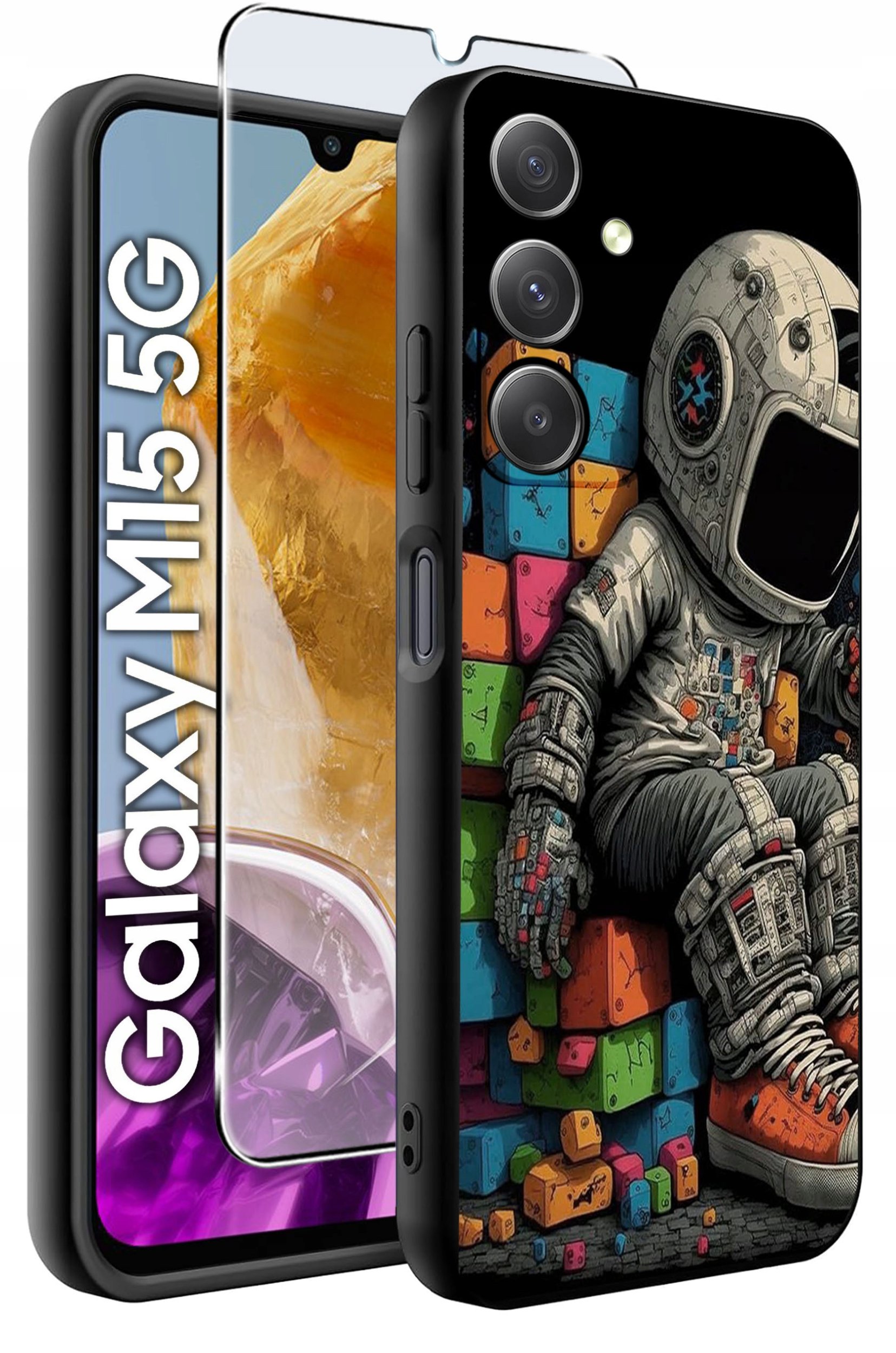 ETUI do Samsung M15 5G WZORY | SILIKONOWE MATT CASE + SZKŁO HARTOWANE 9H