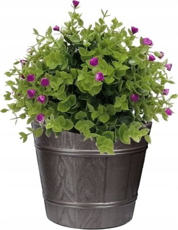 Galicja Doniczka okrągła drewnopodobna 17 cm grafitowa