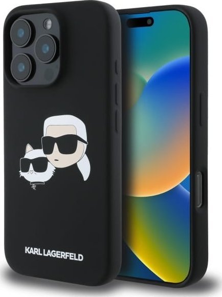 Karl Lagerfeld Liquid Silicone Double Heads MagSafe Case for iPhone 16 Pro Black