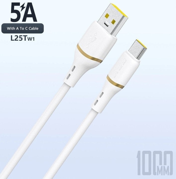 Kabel Dudao L25T USB-A do USB-C 5A 1m biały