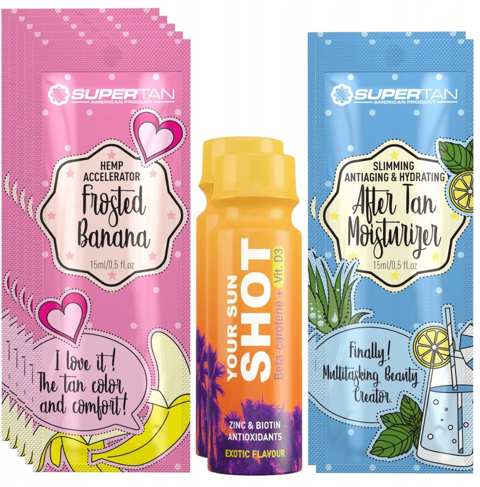 Supertan Frosted Banana 5x 15ml Przyspieszacz Opalania + Gratisy