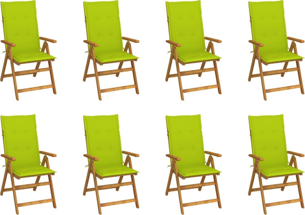 vidaXL Składane krzesła ogrodowe z poduszkami, 8 szt., drewno akacjowe