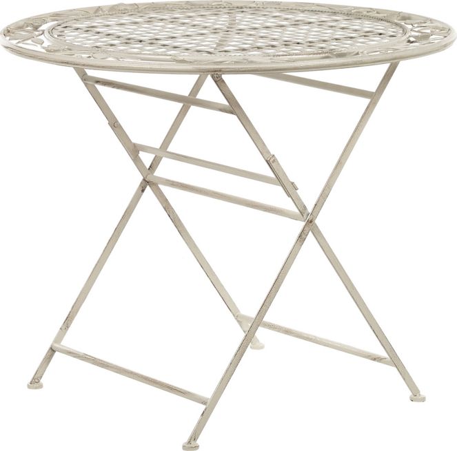 Shumee Stół ogrodowy metalowy 90 cm złamana biel BIVIO