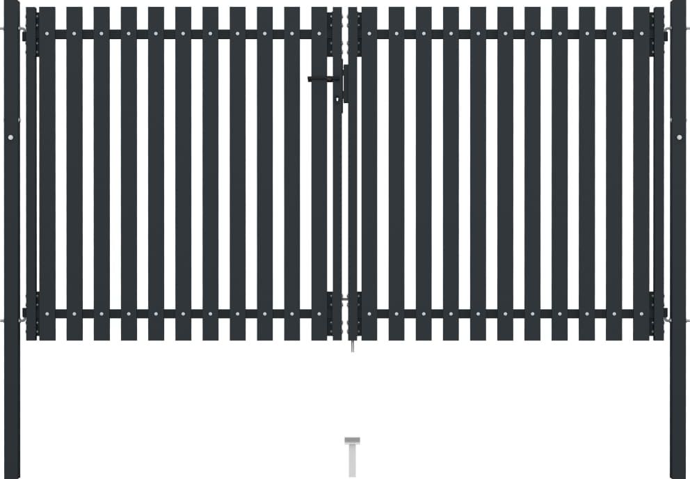 vidaXL Dwuskrzydłowa brama ogrodzeniowa, stal, 306x220 cm, antracytowa