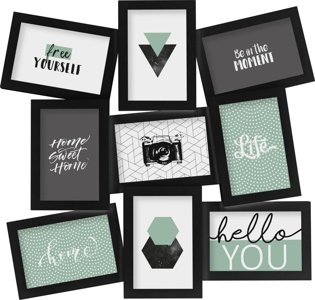 Ramka Atmosphera Czarna ramka na zdjęcia Cali na 9 zdjęć