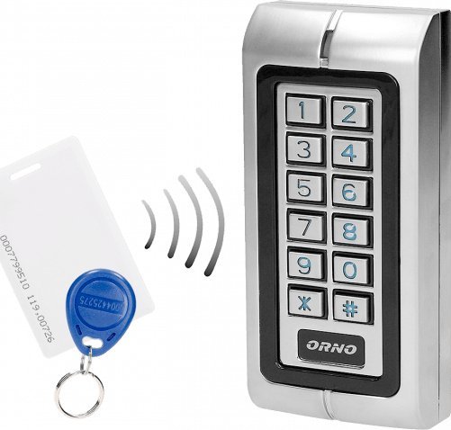 Orno Zamek szyfrowy wąski z czytnikiem kart i breloków zbliżeniowych, IP44 , 1 przekaźnik 3A , wymiary 128x82x28 mm
