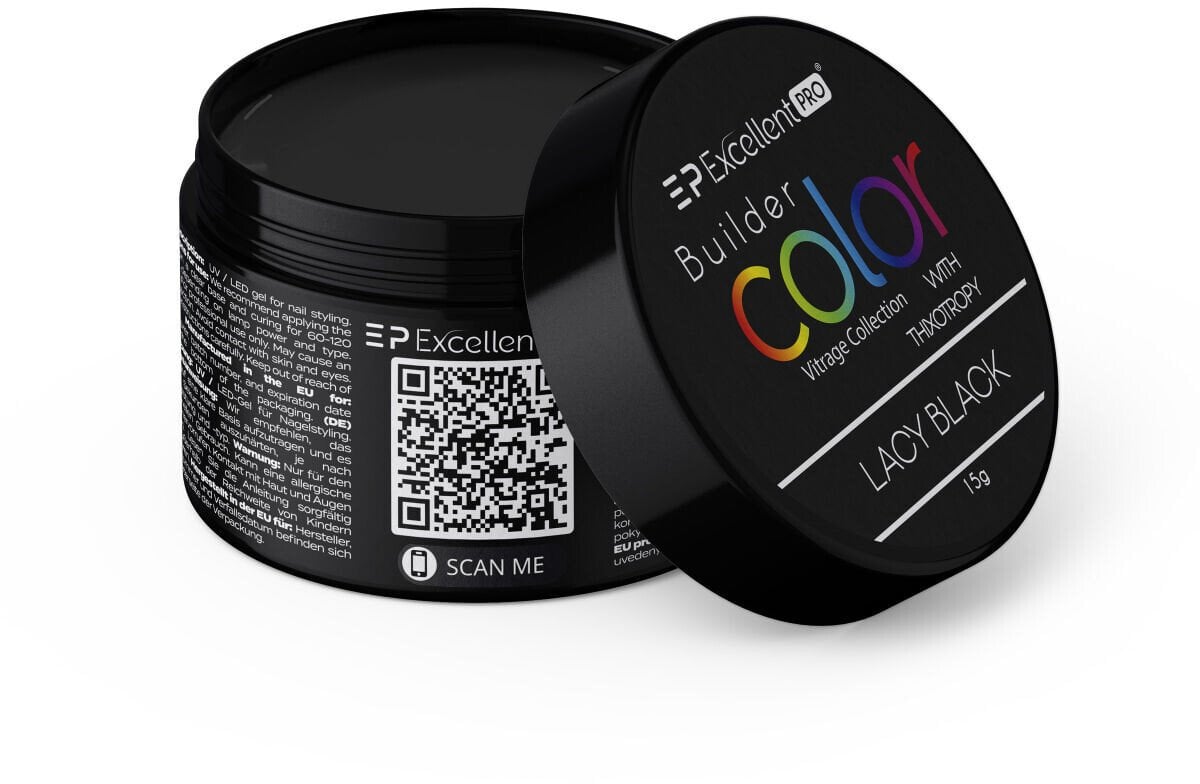 Excellent PRO Builder Color With Thixotropy żel budujący Lacy Black 15g