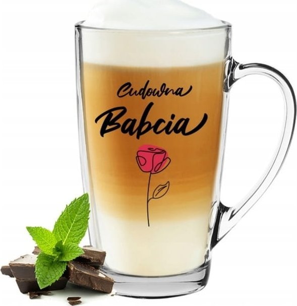 Kubek szklany 400ml "Cudowna Babcia" na zimne i ciepłe napoje