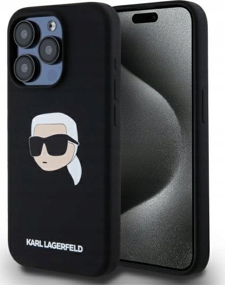 Karl Lagerfeld KLHMP15LSKHPPLK iPhone 15 Pro 6.1" black/black hardcase Silicone Karl Head Print MagSafe
