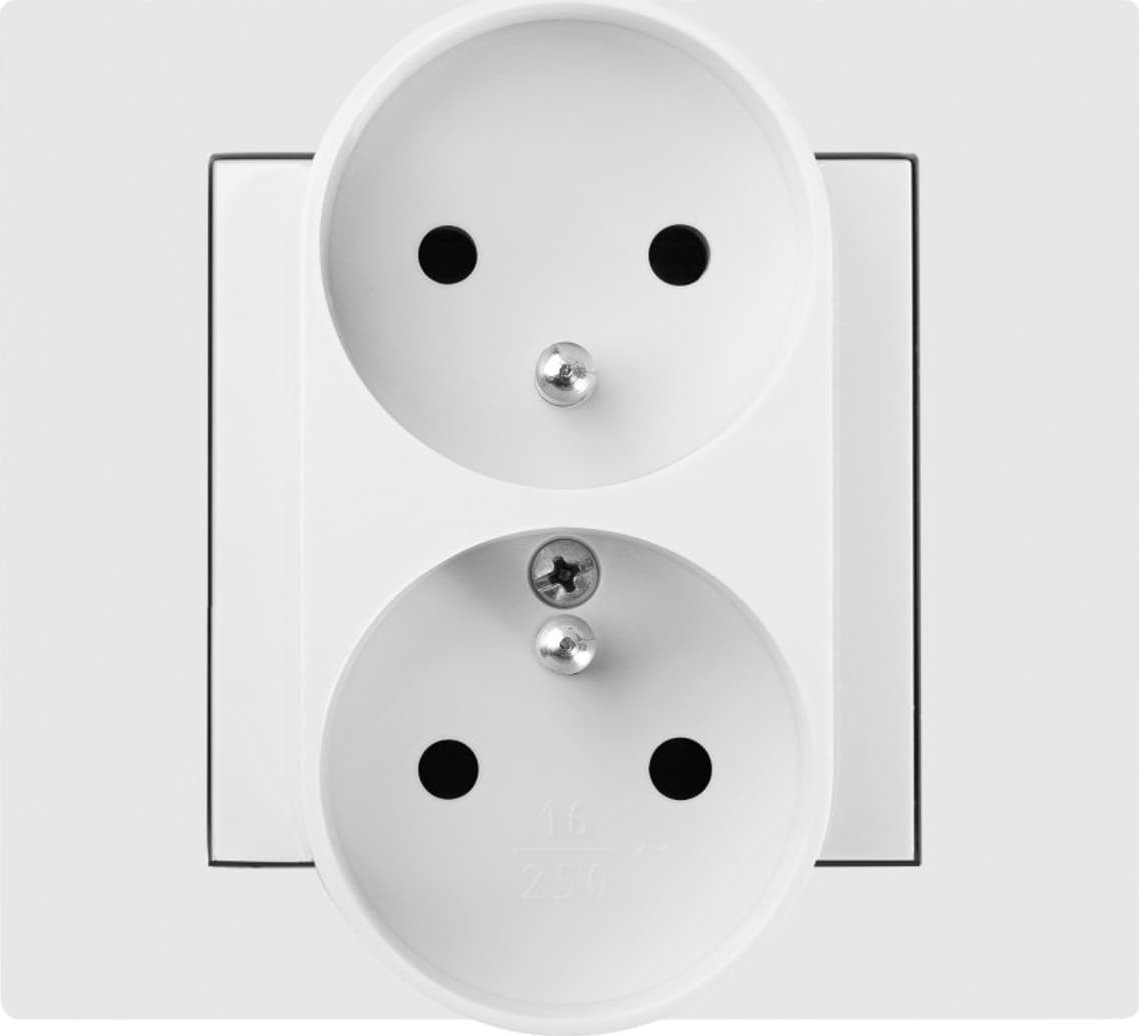 Elektro-Plast Vestra Gniazdo podwójne 2x2P+Z modułowe bez ramki podtynkowe IP20 biały 3843-10