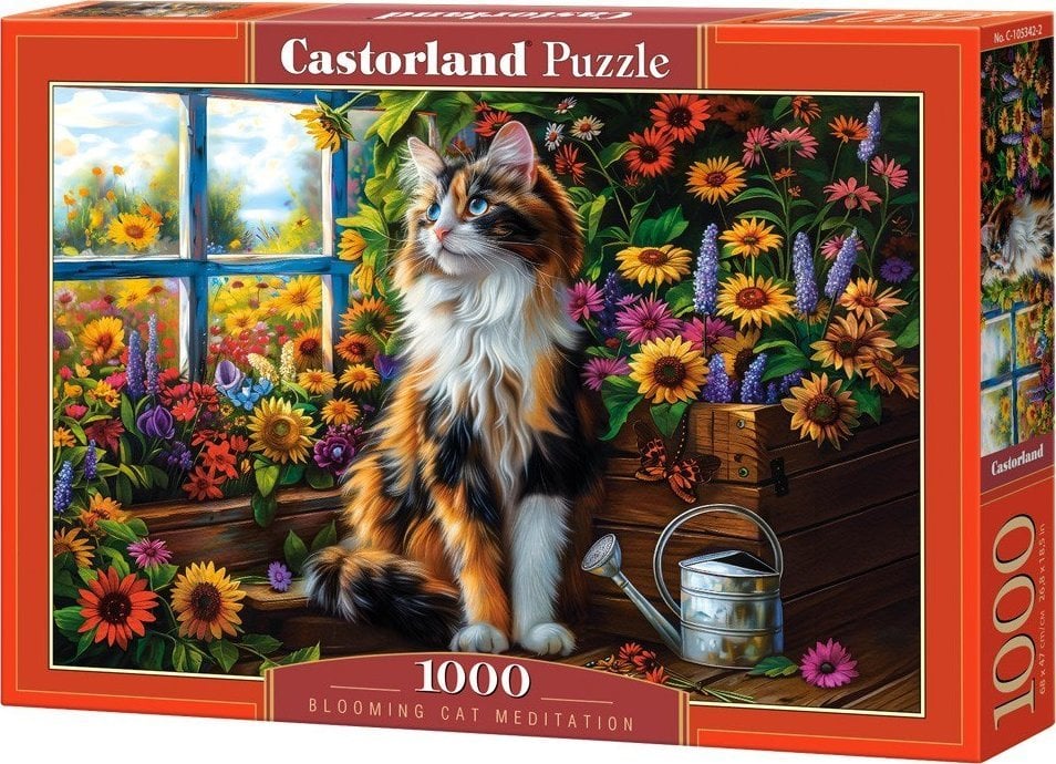 Puzzle 1000 elementów Kot wsród kwiatów Castor